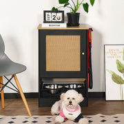 Feeding Station With 1 Locker, Pet Feeding Station With 2 Overhead Dog Bowls, Side Hooks, Anti-Tipping Kit, Concealed Pet Feeding Station For Feeding And Drinking, Black